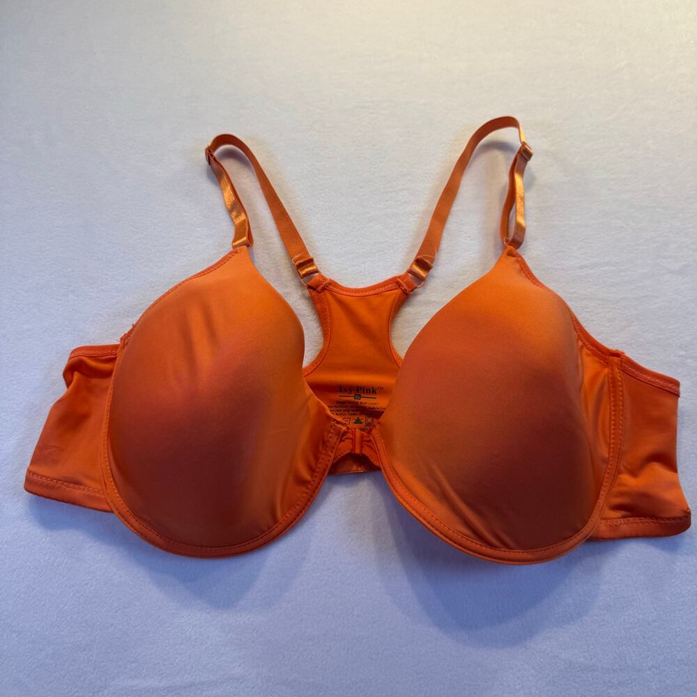Ivy Pink Orange Racerback Underwire Bra Front-Close 44D